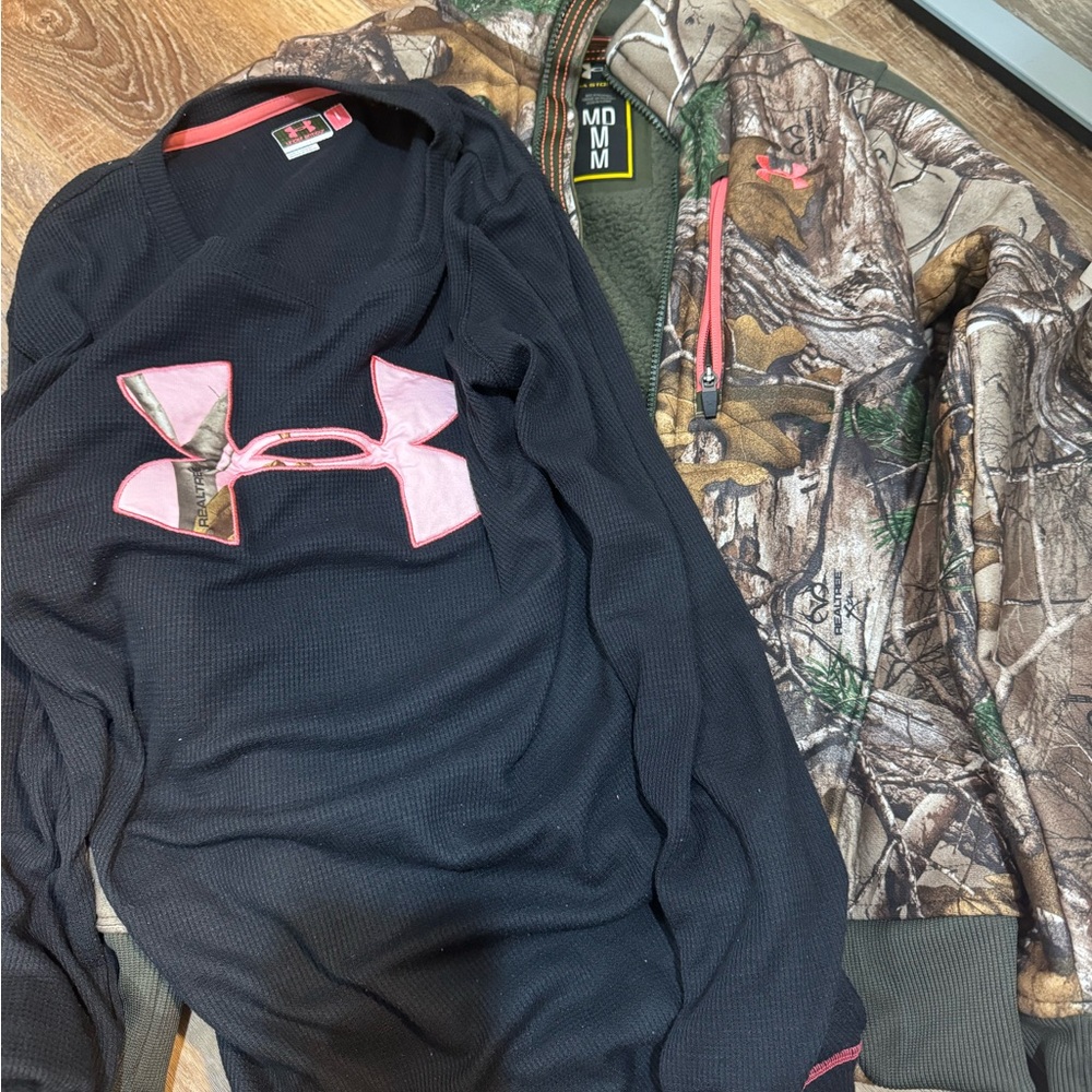 Under Armour Black and Camo Jacket with Pink Logo